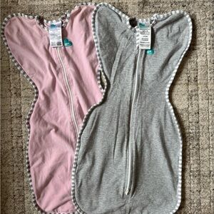 Love to dream Pink and Gray Swaddle Sleep Sacks bundle NWOT